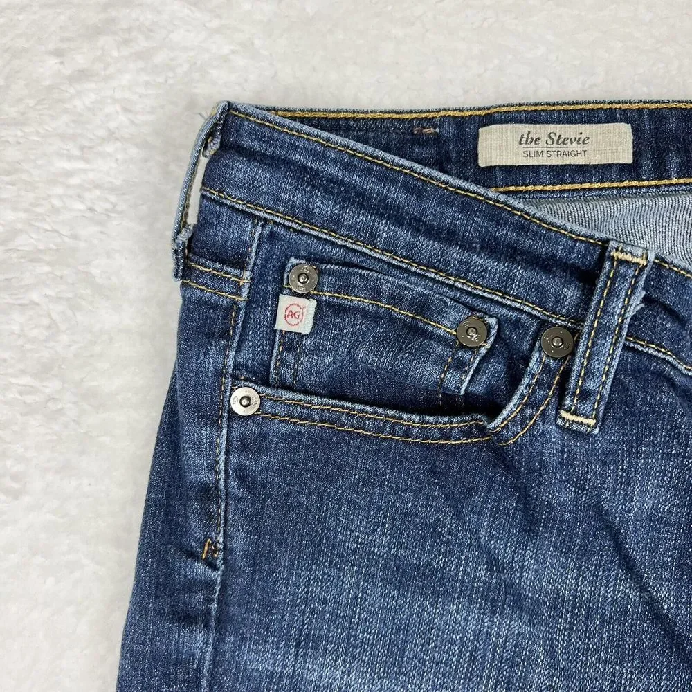 Adriano Goldschmied Jeans Womens 27R Blue Wash Stevie Slim Straight Fray Hem USA